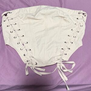 Stylish Cream Lace-Up Women Crop Top